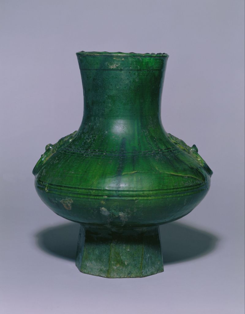 图片[1]-Green glazed pottery pot with first ear-China Archive